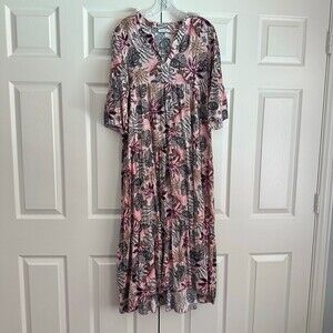 Floral Pink and Black Women's Dress